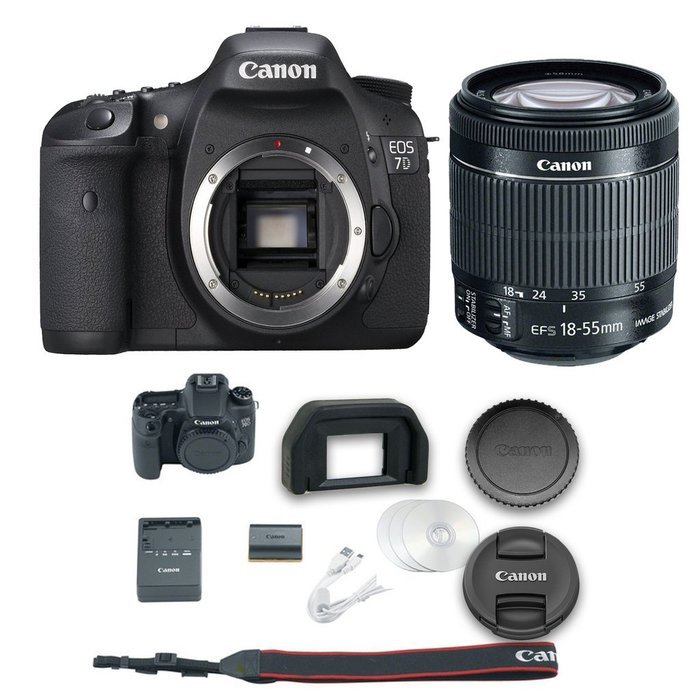 Canon 7D DSLR Camera + 18-55mm f/3.5-5.6 IS STM Lens + All Original Accessories Included - International Version