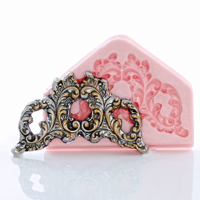 Victorian Filigree Scroll Work Silicone Mold Food Safe Fondant, Gum Paste, Resin, Polymer Clay, Craft, Jewelry...