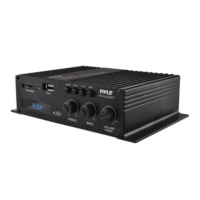 Pyle PFA220BT Bluetooth Mini Blue Series Compact Class-T Amplifier, 120W, USB Flash Drive Reader N2