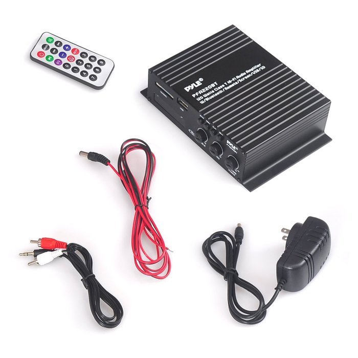 Pyle PFA220BT Bluetooth Mini Blue Series Compact Class-T Amplifier, 120W, USB Flash Drive Reader N4