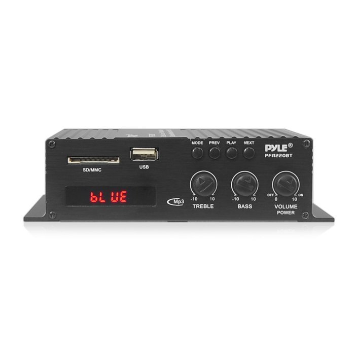 Pyle PFA220BT Bluetooth Mini Blue Series Compact Class-T Amplifier, 120W, USB Flash Drive Reader N5