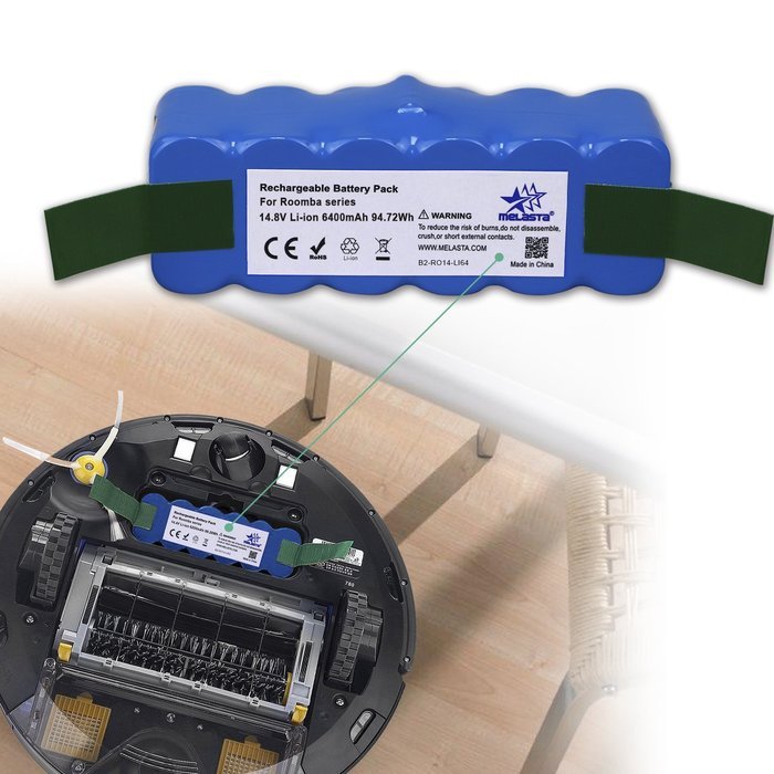 Melasta Higher Power 6400mAh 14.8V Li-ion Replacement Battery Made of Panasonic Cells for iRobot Roomba 500 600... N2