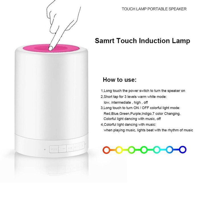 Anpress Portable Multifunctional Bluetooth Speaker with Smart Touch Mood Lamp, 4 Light Modes, Hands-Free Speakerphone... N4