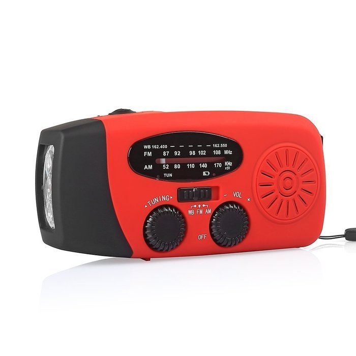 Leaning Tech Multifunction Emergency Solar Hand Crank Weather Radio with Cables, Cell Phone Charger & AM/FM/NOAA...