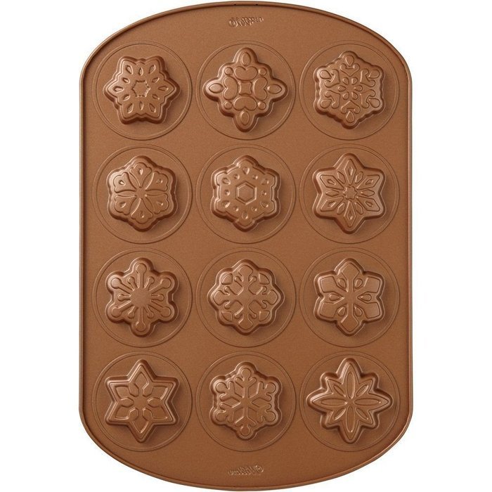 Wilton 12 Cavity Copper Colored Snowflake Cookie Pan baking