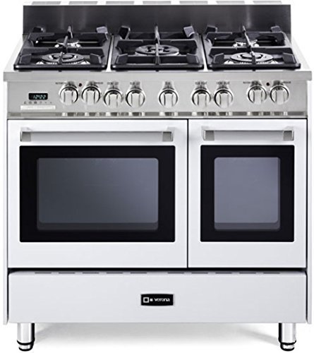 Verona VEFSGE365DW 36" Double Oven Dual Fuel Range 5 Sealed Gas Burners 2.4 cu. ft. Oven Capacity Storage Drawer...
