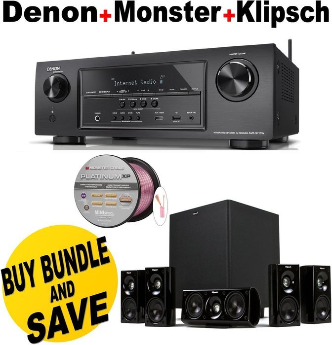 Denon AVR-S710W 7.2 Channel Full 4K Ultra HD A/V Receiver with Bluetooth and Wi-Fi + Klipsch HDT-600 Home Theater...