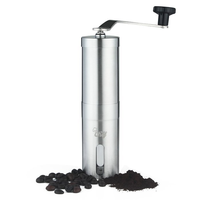 Burr Manual Coffee Grinder Mill - Stainless Steel with Handle - Directions Included