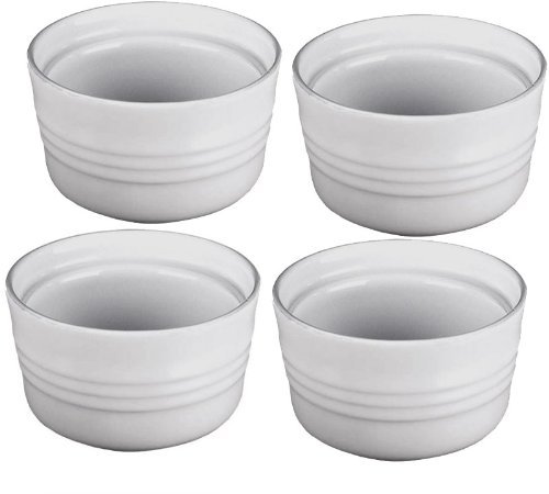 Le Creuset Stoneware Set of 4 Stackable Ramekins, 7-Ounce, White