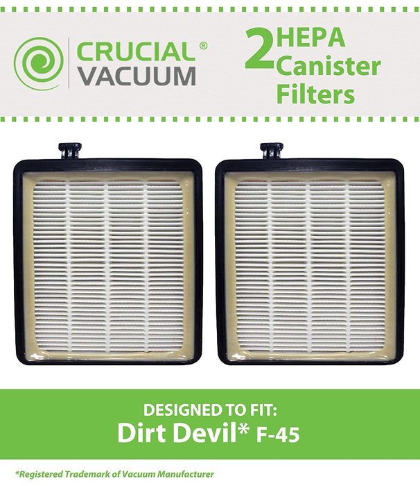 2 Dirt Devil F45 HEPA Canister Filters, Fit Dirt Devil Vacuum Cleaner F45, Pets Canister Vacuum SD40000, & EZ... N2