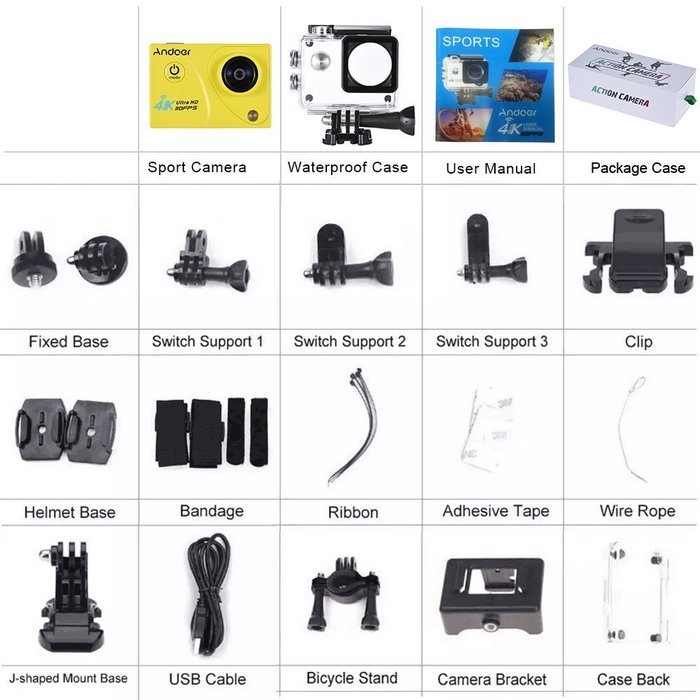 Andoer 2.0in Wifi 4K 1080P 60FPS 30FPS Full HD DV LTPS LCD Waterproof 170&deg;Wide Angle Outdoor Action Sports Camera... N25