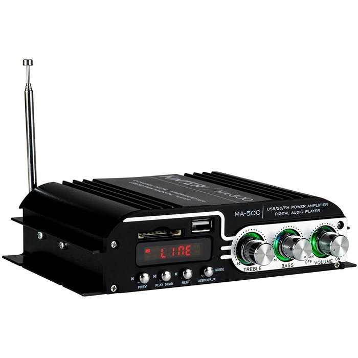 Kinter MA-500 4-Channel Mini Amplifier with Remote USB MP3 Media Card FM 4x30W N4