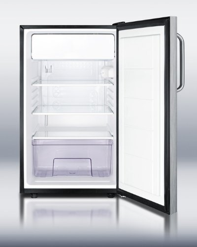 Summit CM421BL7CSS: Commercially listed 20" wide built-in refrigerator-freezer in complete stainless steel with...