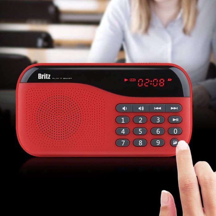 Britz BA-PR1 Sound Walk MP3 FM Radio For Your Parents or Language Sturdy, Outdoor Activity in Red N2