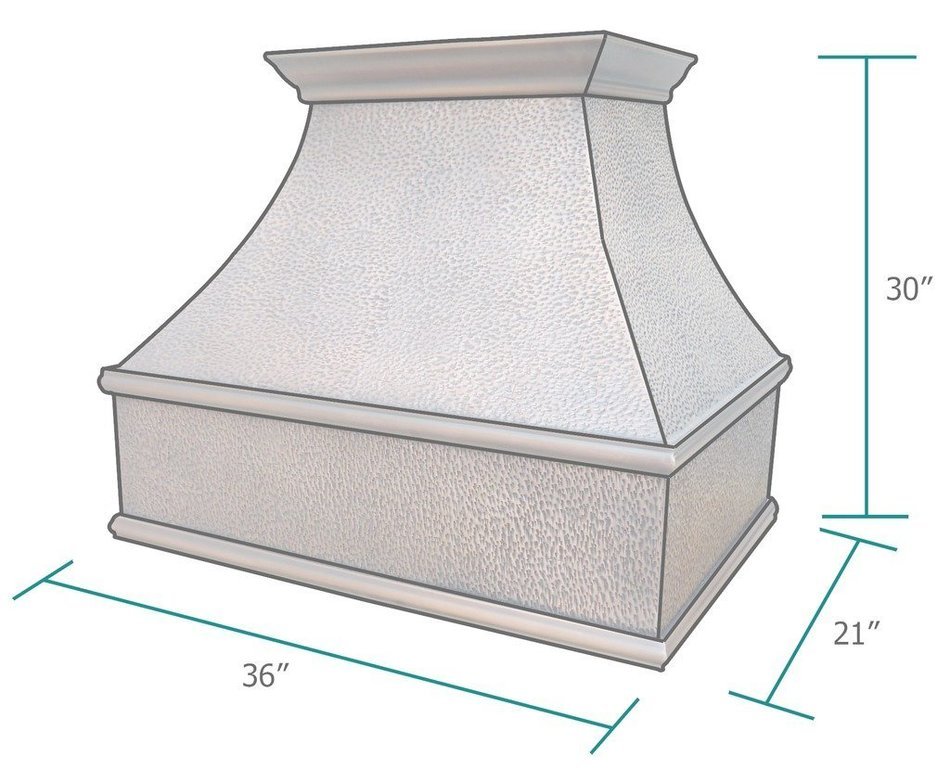 Copper Best H7 362130H Copper Range Hood with Hammered Exterior and Antique Finish N2