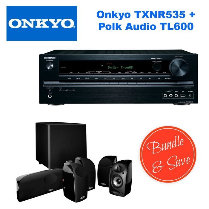 Onkyo TX-NR535 5.2-Channel Network A/V Receiver + Polk Audio 5.1 TL1600 Speaker System