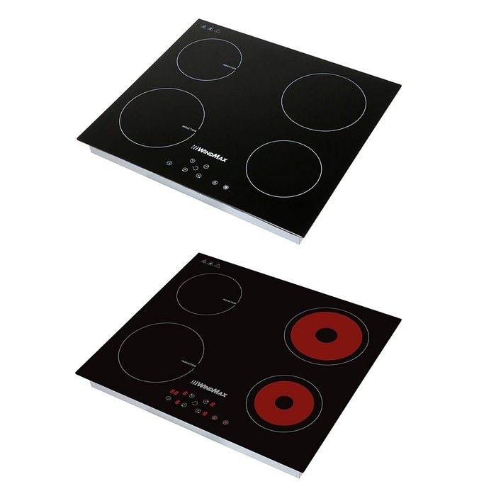 WindMax&reg; 23.5'' Glass 2 Induction & 2 Infrared Cooker Timmer Burners Stove Cooktops 6000W 240V N7