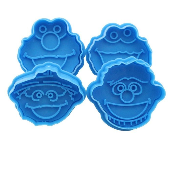 4pcs Grimace Biscuit Sesame Street Fondant Cake Mold Biscuit Cookie Plunger Cutters Sugarcraft Tool Cake Decorating... N3