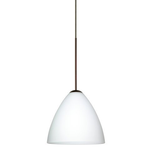 Besa Lighting 1XT-177907-LED-BR 1X6W Led Lightsource Mia Pendant with Opal Matte Glass, Bronze Finish by Besa