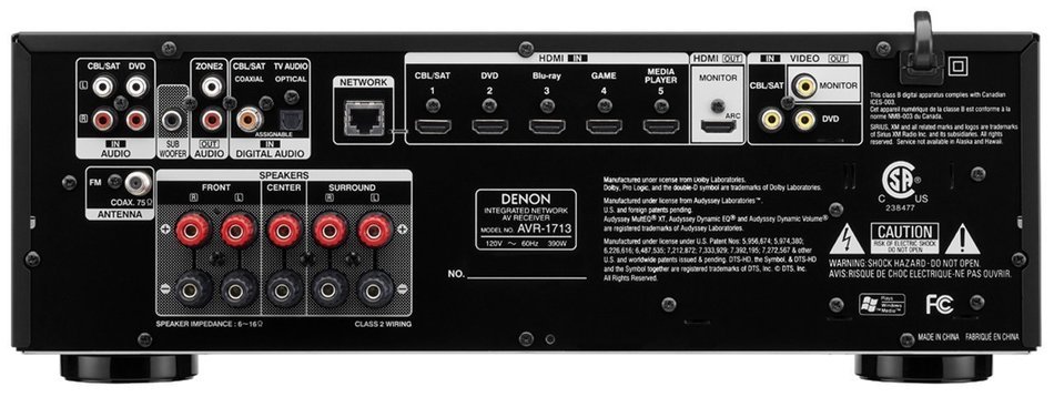 Denon AVR-1713 5.1 Channel 3D Pass Through and Networking Home Theater AV Receiver with AirPlay (Discontinued... N6