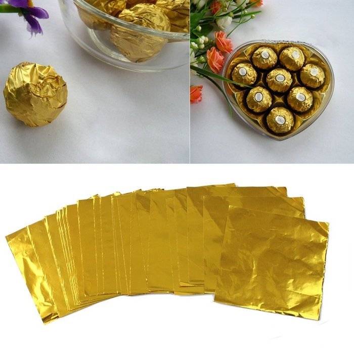 200 Pcs Useful Square Candy Sweets Chocolate Foil Wrappers Confectionary (Pink) N6