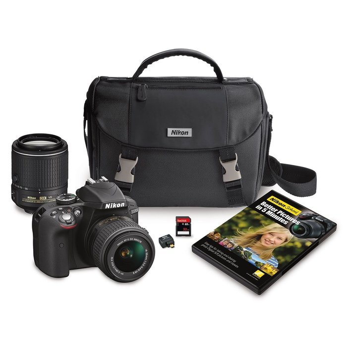 Nikon 13470 D3300 HD-SLR 24.2MP Camera with 18-55mm VR II Lens, 55-200mm Lens