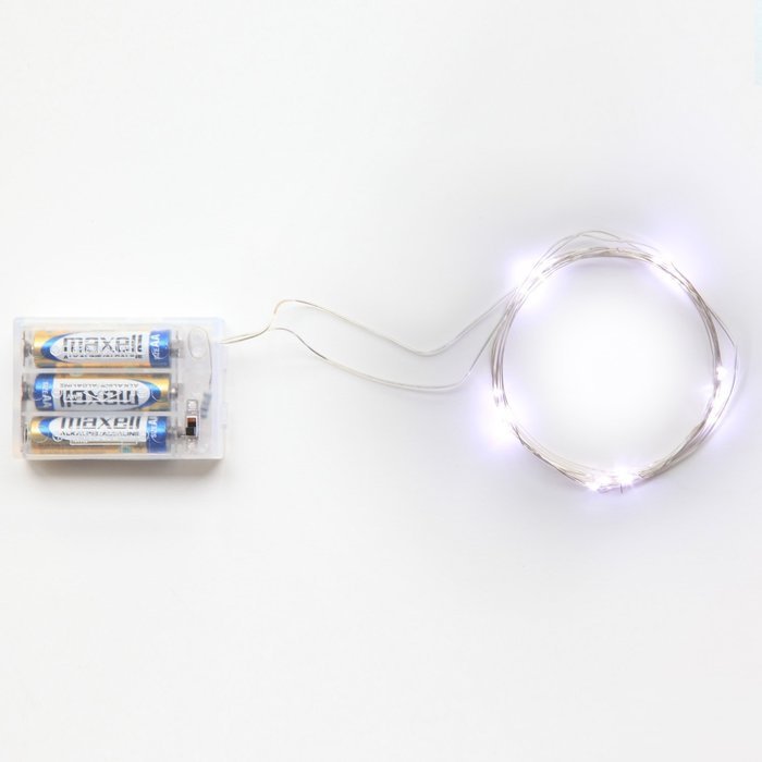 RioRand&reg;Micro 20 LED Multicolor White Lights Battery Operated on 7ft Long Silver Color Ultra Thin String Copper... N2