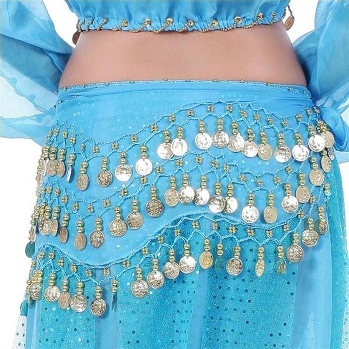 Bargain World 3 Row Belly Dance Hip Skirt Scarf Belt Waistband Dance Performance Supplies N3