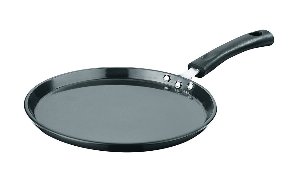Vinod Cookware Pearl Hard Anodised Induction Friendly Flat Tawa, 25Cm, Black