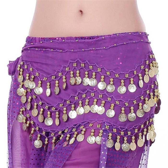 Bargain World 3 Row Belly Dance Hip Skirt Scarf Belt Waistband Dance Performance Supplies N4