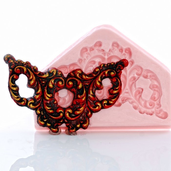 Victorian Filigree Scroll Work Silicone Mold Food Safe Fondant, Gum Paste, Resin, Polymer Clay, Craft, Jewelry... N5
