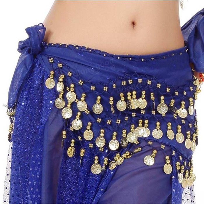 Bargain World 3 Row Belly Dance Hip Skirt Scarf Belt Waistband Dance Performance Supplies N5