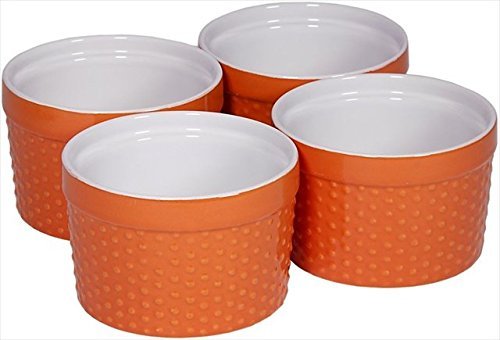 Home Essentials 66474 Mini Stoneware Hobnail Orange Ramekins 6 oz, Set of 4
