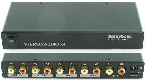 1:4 Shinybow Stereo Audio Distribution Amplifier Splitter