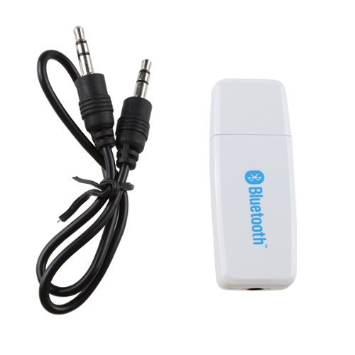 AGPtek&reg; USB Bluetooth Audio Music Receiver Adapter (white) with 3.5mm Stereo Output for Headphones, Portable Speakers... N2