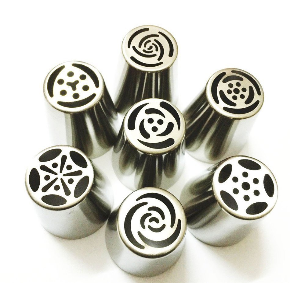 9Snail 7PCS Stainless Steel Russian Tulip Icing Piping Nozzles Pastry Decorating Tips Cake Cupcake Decorator Rose... N3