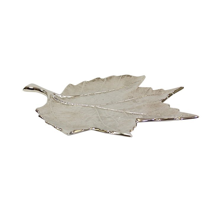 Pampa Bay A-7179-VM Leaves Embossed Leaf Dish, 13.5 by 12", Silver N2