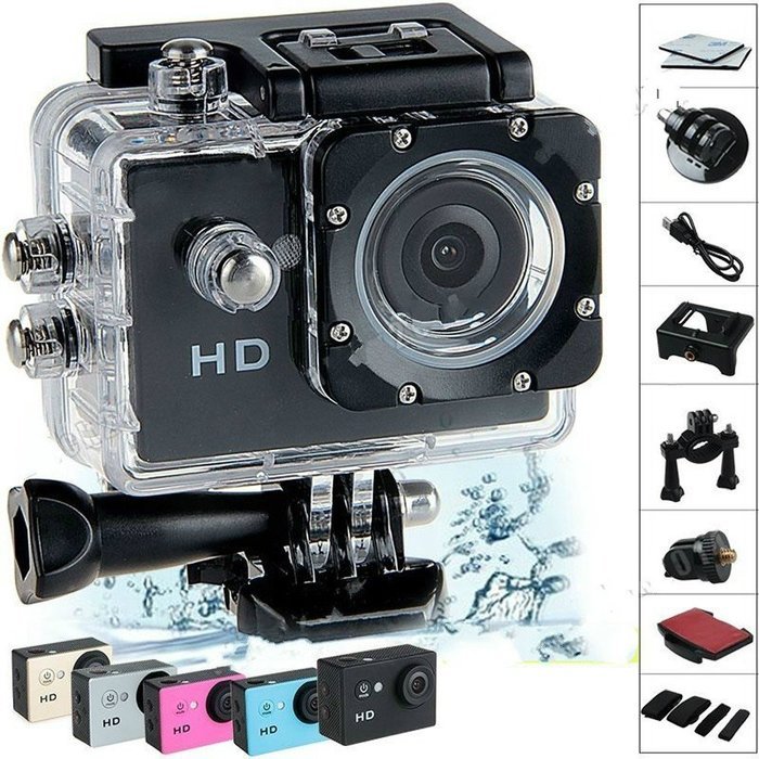 ljersa&reg; Underwater Sports DV A8 SJ4000 Action Diving 30M 98FT Waterproof 720P HD Helmet DVR Camera Black