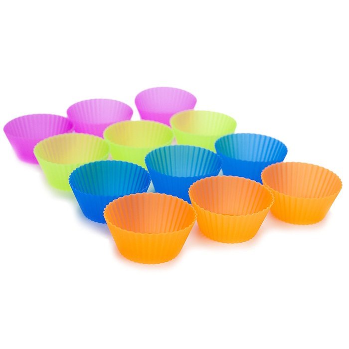 Huji Confetti Festive Colors Reusable Silicone Baking Cups Muffin Cupcake Liners Wraps Molds (12, 2.875) N5