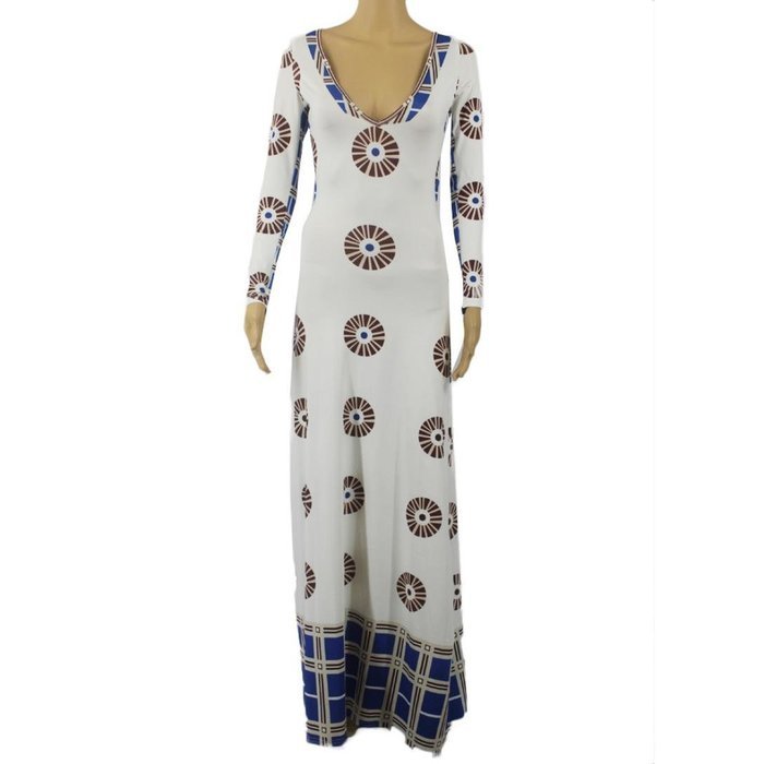 Women Dress,Haoricu Women Backless Skintight Casual Traditional African Print Long Sleeve Party Dress N10