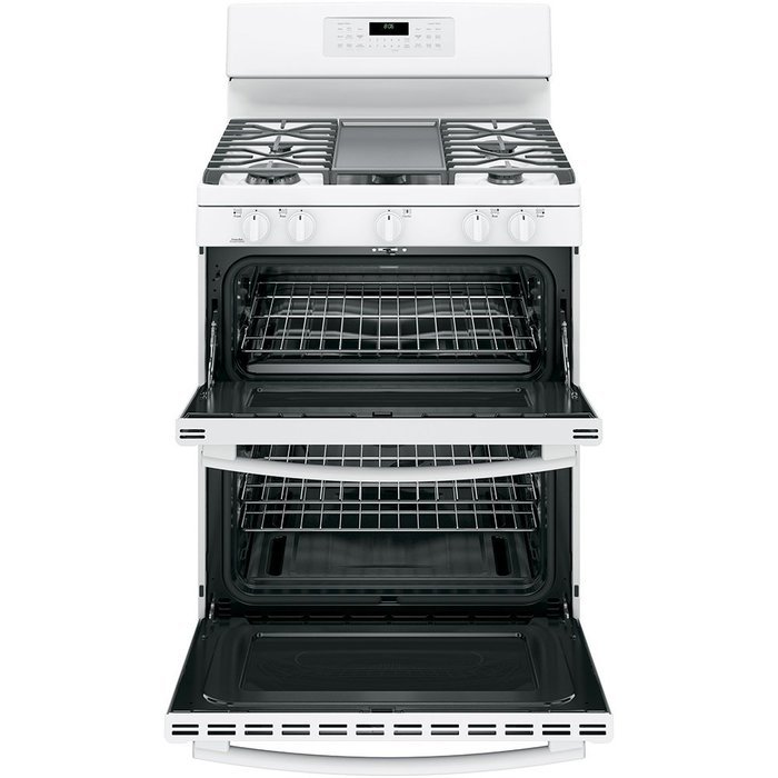 GE JGB860DEJWW 30" White Gas Sealed Burner Double Oven Range - Convection