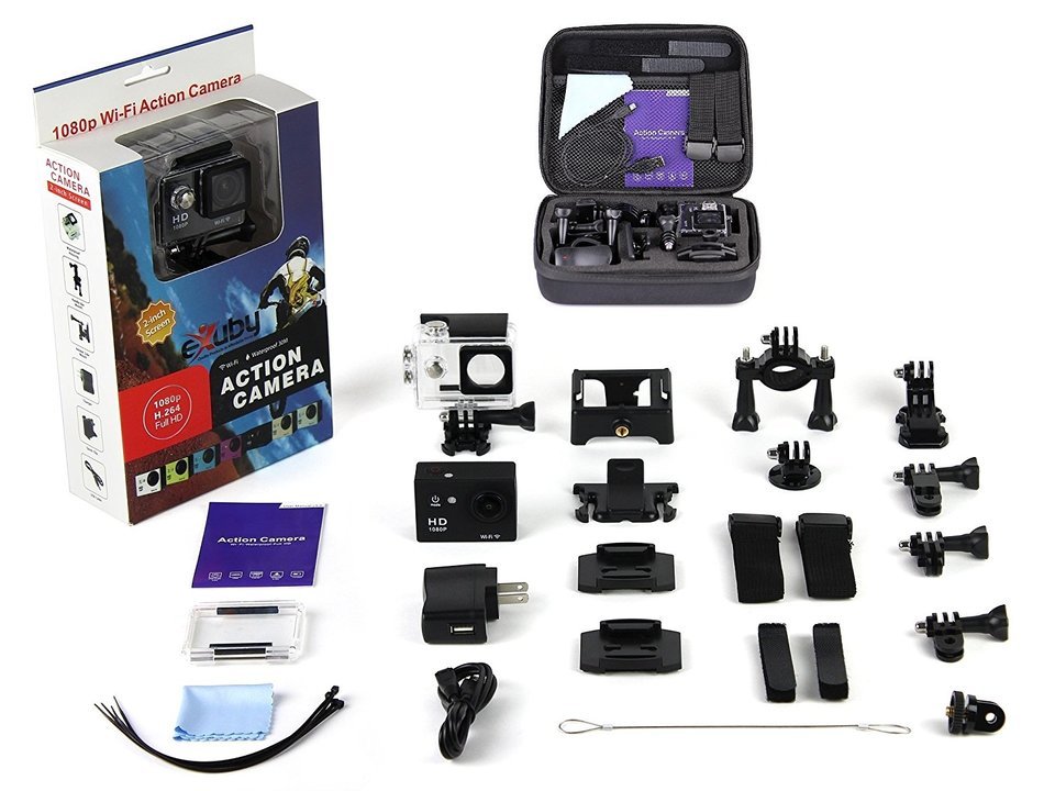 eXuby X1000 Action Camera + Shockproof Carrying Case with LARGE 2" Inch Display, WIDE 170&deg; Angle Lens, WiFi And... N2