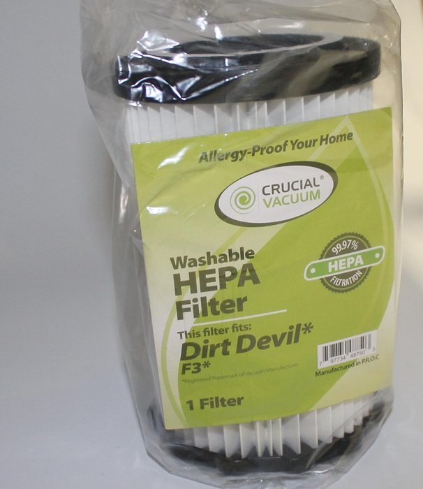 2 Dirt Devil F3 Washable & Reusable HEPA Filters; Compare to Dirt Devil F-3 Part # 3-250435-001 (3250435001);... N2