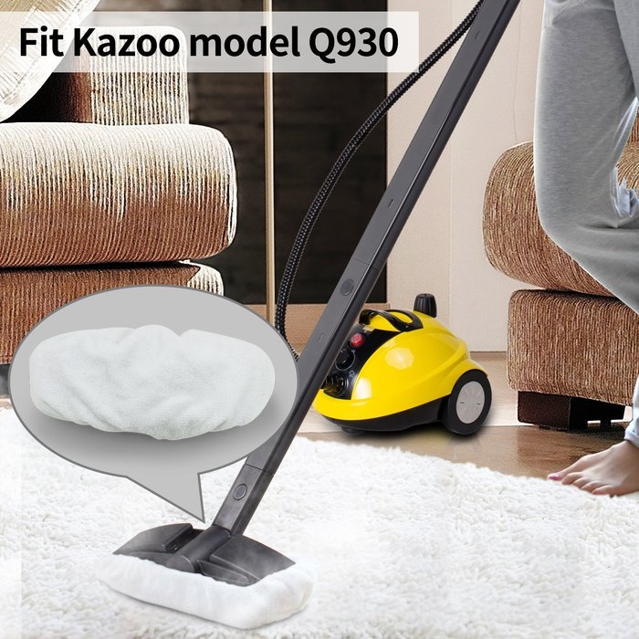 Kazoo Replacement Microfiber Cleaning Cloths for Steam Cleaner Use, White(2-Pack) N2