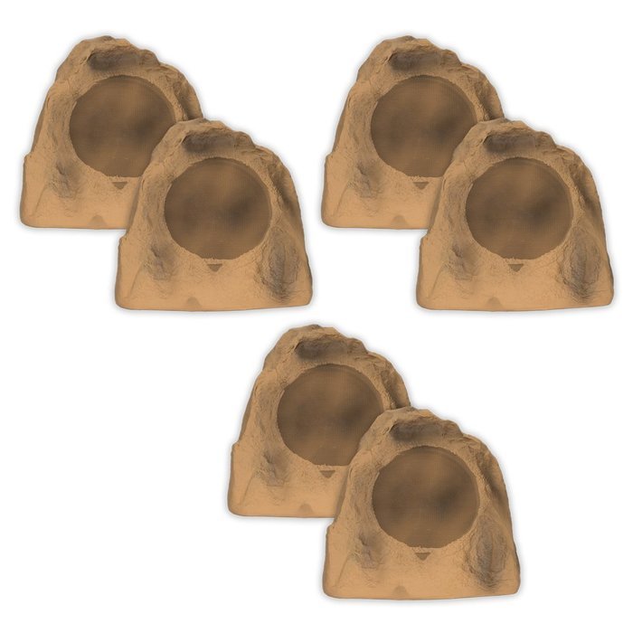 Acoustic Audio B8RS Sandstone 8" Rock Speaker 3 Pair Pack Outdoor Weatherproof Speakers