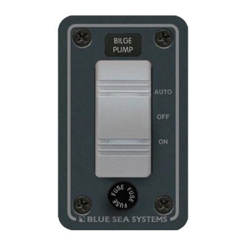 BLUE SEA SYSTEMS Bilge Pump Switch Panel, MFG# 8263, With one illuminated Contura momentary-on...