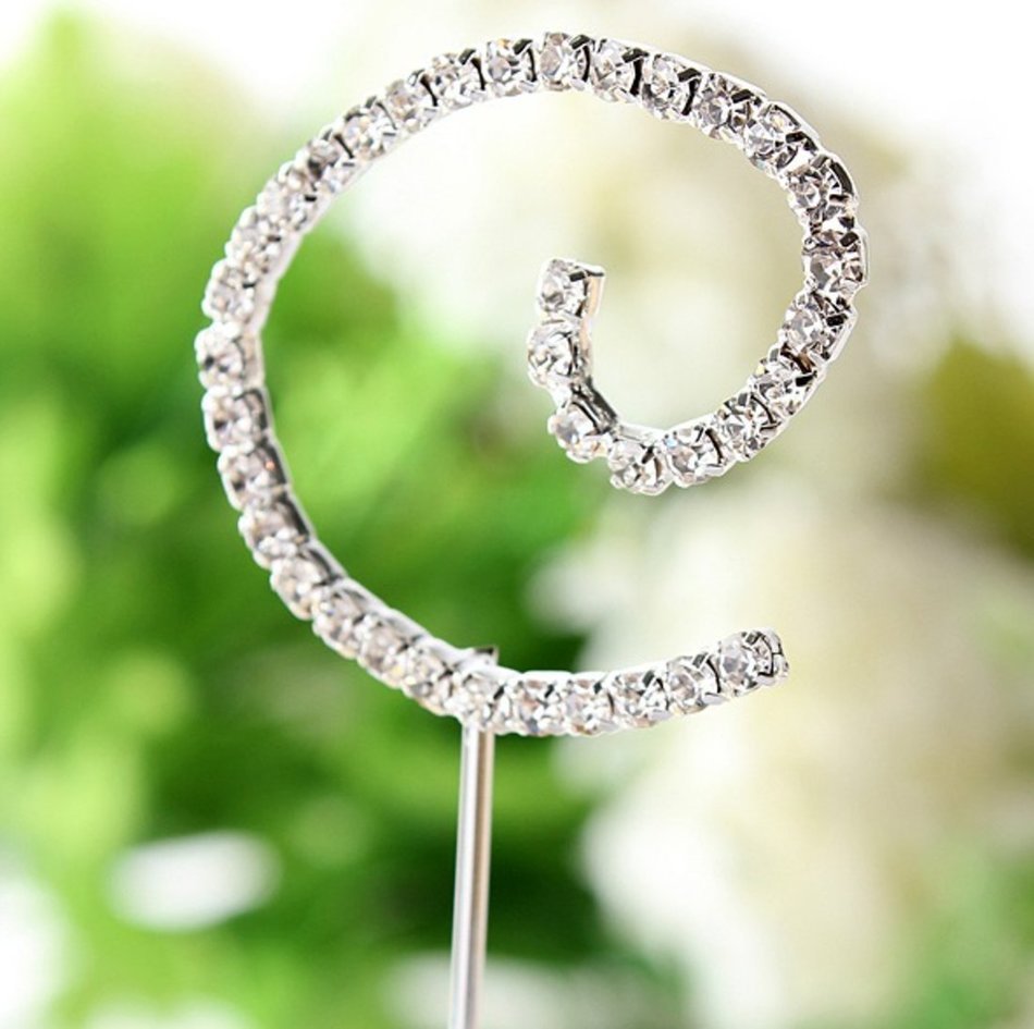 26 English Letters Monogram Decor Crystal Rhinestone Cake Topper Decoration for Birthday Party Wedding - Silver... N8