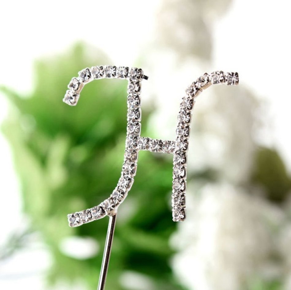 26 English Letters Monogram Decor Crystal Rhinestone Cake Topper Decoration for Birthday Party Wedding - Silver... N10