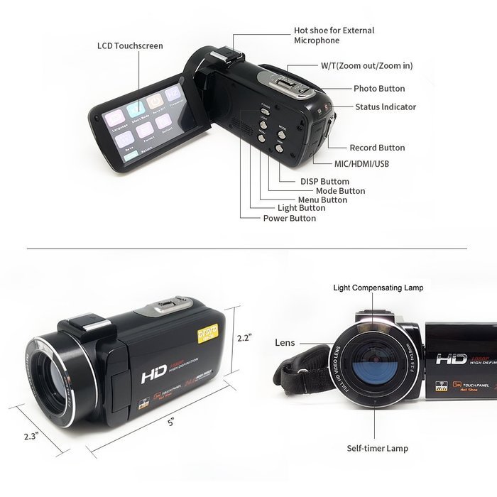 Ordro HDV-Z20 Full HD Digital Video Camcorder Wi-Fi (1080P, 16x Zoom, Max 24.0Megapixels, Exmor R COMS Sensor)...