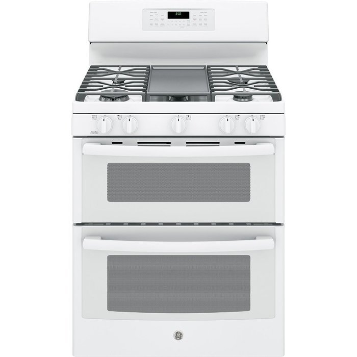 GE JGB860DEJWW 30" White Gas Sealed Burner Double Oven Range - Convection N2